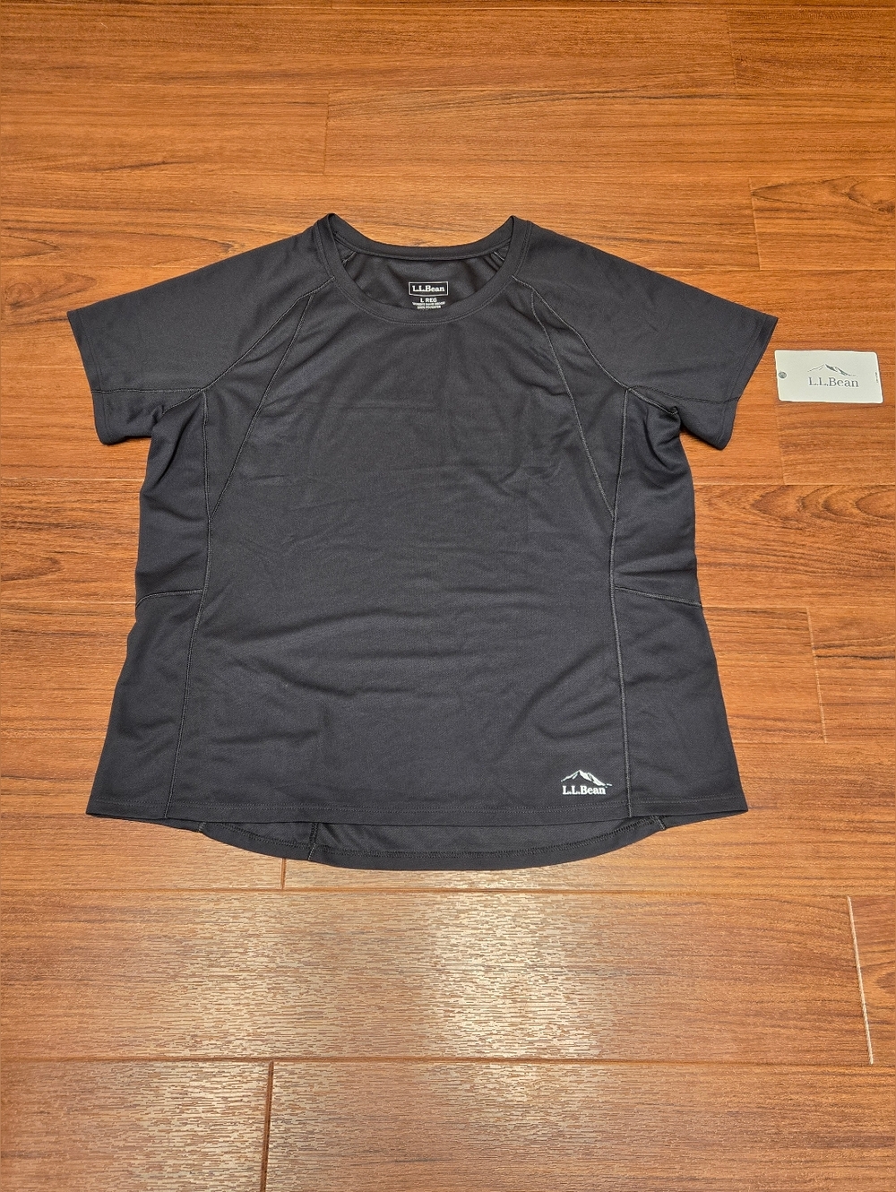 L.L. Bean Dri-fit Athletic Shirt Black Short Sleeve Size Womens Large - Picture 8 of 8